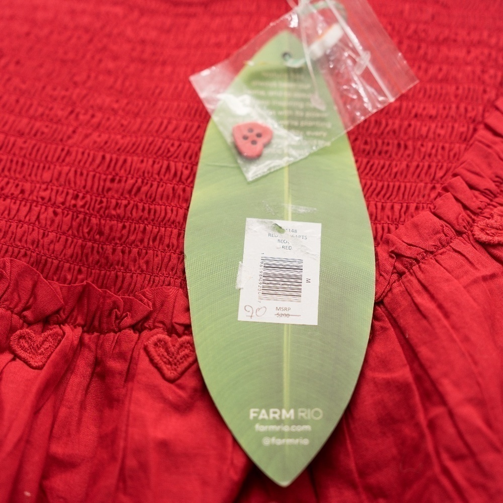 FARM Rio Red Ruffled Peasant Blouse - Picture 11 of 14
